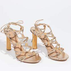 Salvatore Ferragamo Gold Leather Fiuggi High Heel Sandals Size EU 35.5