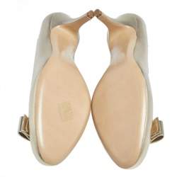 Pre Owned حذاء كعب عالي سالفاتوري فيراغامو كارلا جلد ذهبي بفيونكة مقاس 37