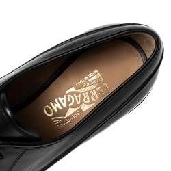 Pre Owned Salvatore Ferragamo Black leather Faber Fringe Derby Size 39.5