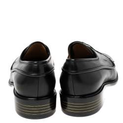 Pre Owned Salvatore Ferragamo Black leather Faber Fringe Derby Size 39.5