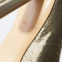 Pre Owned Salvatore Ferragamo Metallic Gold Textured Leather Pointed Toe Pumps Size 39.5