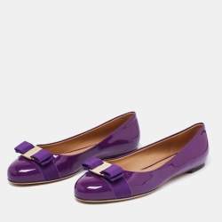 Pre Owned Salvatore Ferragamo Purple Patent Leather Varina Ballet Flats Size 38.5