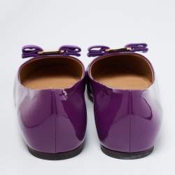 Pre Owned Salvatore Ferragamo Purple Patent Leather Varina Ballet Flats Size 38.5
