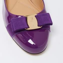 Pre Owned Salvatore Ferragamo Purple Patent Leather Varina Ballet Flats Size 38.5