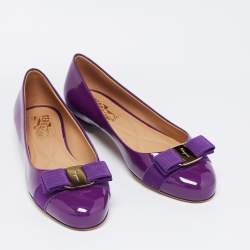 Pre Owned Salvatore Ferragamo Purple Patent Leather Varina Ballet Flats Size 38.5