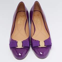 Pre Owned Salvatore Ferragamo Purple Patent Leather Varina Ballet Flats Size 38.5