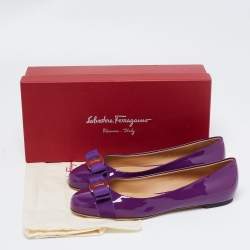 Pre Owned Salvatore Ferragamo Purple Patent Leather Varina Ballet Flats Size 38.5