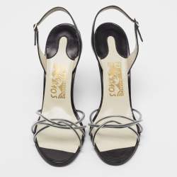 Salvatore Ferragamo Black/White PVC and Leather Arsina Sandals Size 39.5