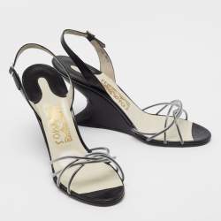 Salvatore Ferragamo Black/White PVC and Leather Arsina Sandals Size 39.5