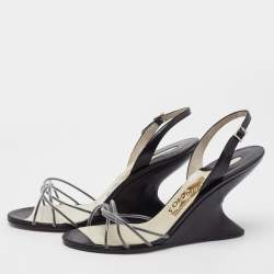 Salvatore Ferragamo Black/White PVC and Leather Arsina Sandals Size 39.5