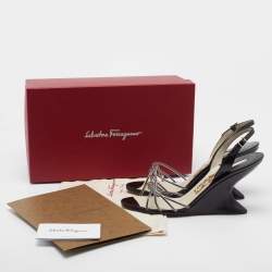 Salvatore Ferragamo Black/White PVC and Leather Arsina Sandals Size 39.5