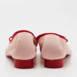 Pre Owned Salvatore Ferragamo Pink/Red Knit Fabric Viva Knit Ballet Flats Size 39