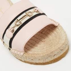 Pre Owned Salvatore Ferragamo Light Pink Leather Kaden Flat Espadrille Slides Size 37.5