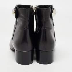 Pre Owned Salvatore Ferragamo Black Leather Figaro Ankle Boots Size 38