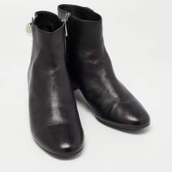 Pre Owned Salvatore Ferragamo Black Leather Figaro Ankle Boots Size 38