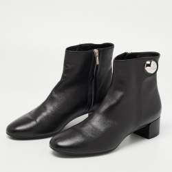 Pre Owned Salvatore Ferragamo Black Leather Figaro Ankle Boots Size 38