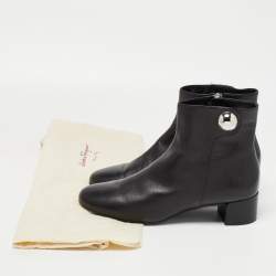 Pre Owned Salvatore Ferragamo Black Leather Figaro Ankle Boots Size 38