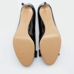 Pre Owned Salvatore Ferragamo Black Patent Leather Vara Bow Platform Pumps Size 39