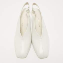 Pre Owned Salvatore Ferragamo White Leather Sloane Slingback Pumps Size 39