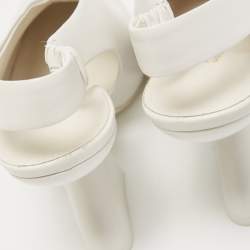 Pre Owned Salvatore Ferragamo White Leather Sloane Slingback Pumps Size 39