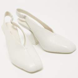 Pre Owned Salvatore Ferragamo White Leather Sloane Slingback Pumps Size 39