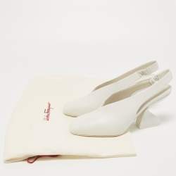 Pre Owned Salvatore Ferragamo White Leather Sloane Slingback Pumps Size 39