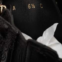 Pre Owned بوت سالفاتوري فيراغامو لابو تال كومبات جلد أسود وحواف فرو مقاس 40