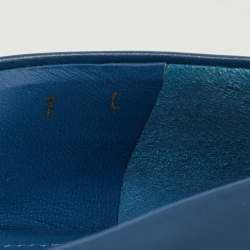 Pre Owned Salvatore Ferragamo Blue Leather Gancini Ballet  Flats Size 37.5
