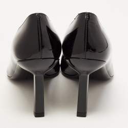 Pre Owned Salvatore Ferragamo Black Patent Leather Vara Bow Pumps Size 39.5