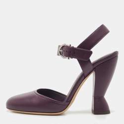 Pre Owned Salvatore Ferragamo Purple Leather Gazania Ankle Strap Sandals Size 39