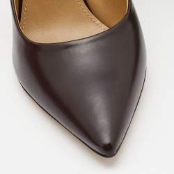 مملوكة مسبقًا Salvatore Ferragamo Brown Leather Pointed Toe Pumps Size 40.5