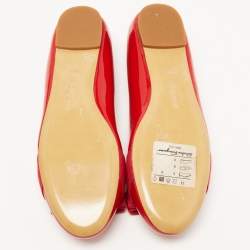 Pre Owned Salvatore Ferragamo Red Patent Leather Varina Ballet Flats Size 36.5