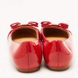 Pre Owned Salvatore Ferragamo Red Patent Leather Varina Ballet Flats Size 36.5