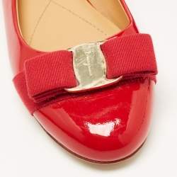Pre Owned Salvatore Ferragamo Red Patent Leather Varina Ballet Flats Size 36.5