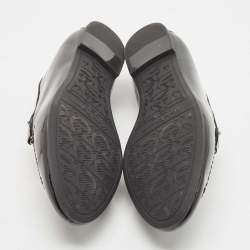 Salvatore Ferragamo Black Patent Leather Trifoglio Smoking Slippers Size 40