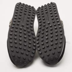 Pre Owned Salvatore Ferragamo Black/Cream Suede and Nylon Gancini Printed Low Top Sneakers Size 40