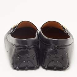 Pre Owned Salvatore Ferragamo Black Leather Slip On Loafers Size 39.5