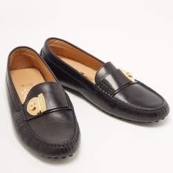 Pre Owned Salvatore Ferragamo Black Leather Slip On Loafers Size 39.5