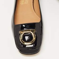 مملوكة مسبقًا Salvatore Ferragamo Black Patent Varina Ballet Flats Size 40.5