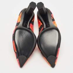 Pre Owned Salvatore Ferragamo Multicolor Floral Canvas Badia Pumps Size 37.5