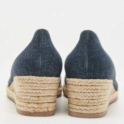 Pre Owned Salvatore Ferragamo Blue Demin Audrey Wedges Pumps Size 40