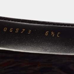 Pre Owned Salvatore Ferragamo Black Patent Flower Heel Pumps Size 37