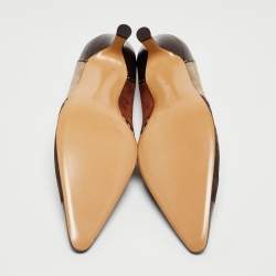 Pre Owned Salvatore Ferragamo Multicolor Suede and Leather Pointed Toe Pumps Size 41