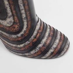 Salvatore Ferragamo Multicolor Printed Leather Feeling Ankle Boots Size 39.5