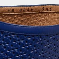 Salvatore Ferragamo Blue Perforated Leather Pacella Open-Toe Booties Size 40