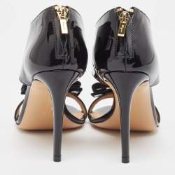 Pre Owned Salvatore Ferragamo Black Patent Leather Pellas Vara Bow Sandals Size 36
