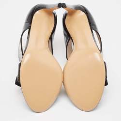 Pre Owned Salvatore Ferragamo Black Patent Leather Pellas Vara Bow Sandals Size 36