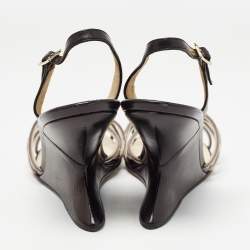 Salvatore Ferragamo Black/White PVC and Leather Arsina Sandals Size 36.5