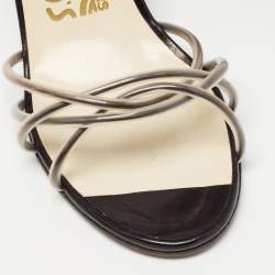 Salvatore Ferragamo Black/White PVC and Leather Arsina Sandals Size 36.5
