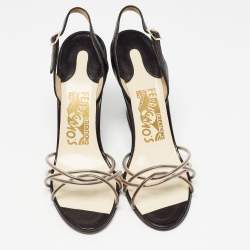 Salvatore Ferragamo Black/White PVC and Leather Arsina Sandals Size 36.5